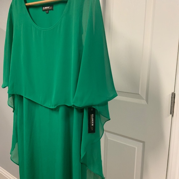 Glamour Nights Green Chiffon Overlay Dress – Size 16 – NWT - Picture 7 of 11